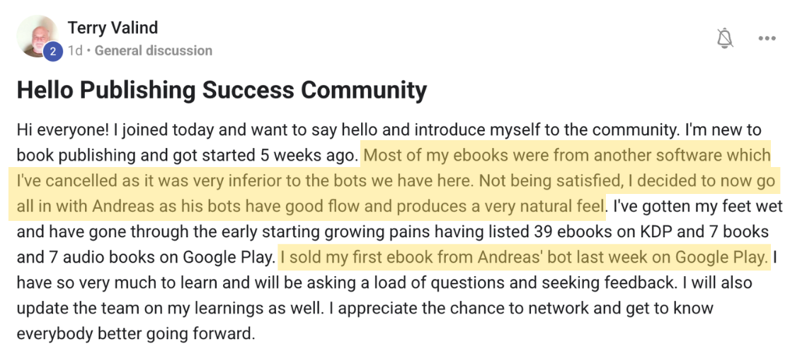 Terry Valind — first ebook sold on Google Play