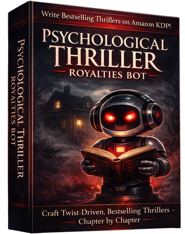 Psychological Thriller Royalties Bot — 3D Box Art
