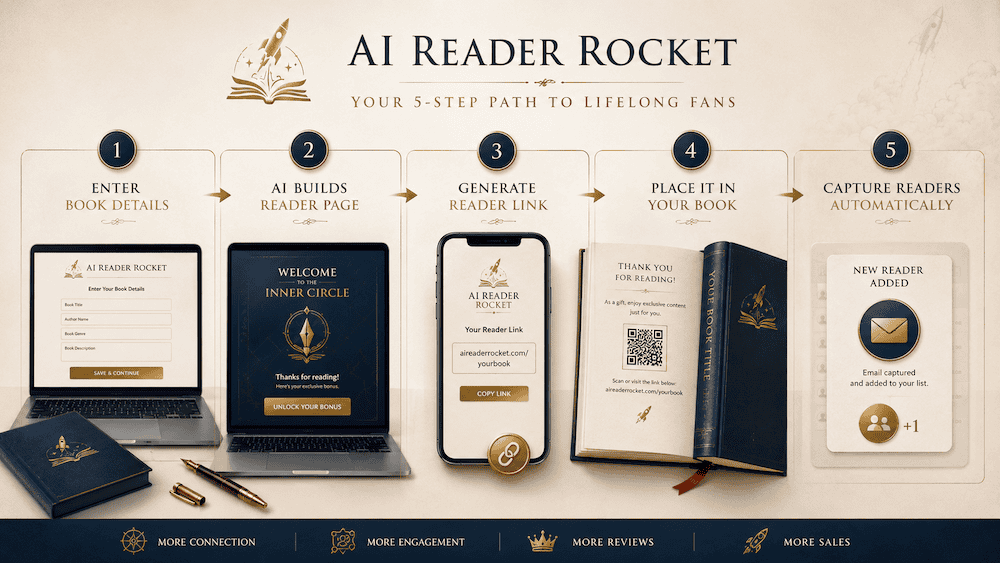 The five-step AI Reader Rocket workflow